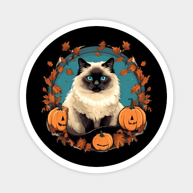 Birman Cat Halloween, Cat Lover Magnet by dukito